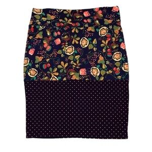 𝅺Lularoe Floral Polka Dot Pull On Stretchy Cassie Pencil Skirt Size 3XL